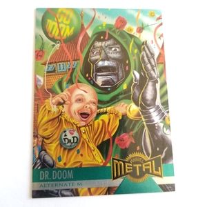 Vintage Marvel Metal trading card from 1995 Dr Doom Alternate M card #128
